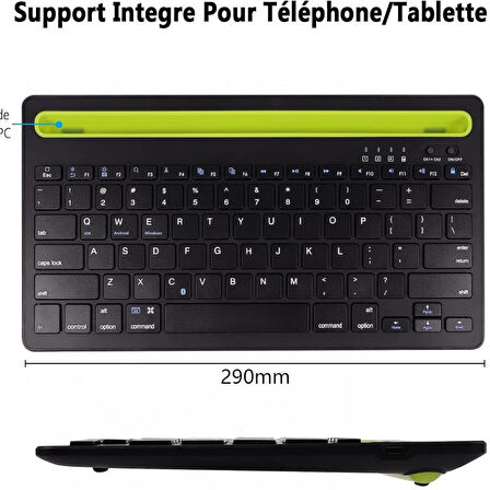 Technopc Ultrapad UP10.S43LA 10.1" Uyumlu Kablosuz Bluetooth Şarj Edilebilir Tablet Telefon Standlı Klavye - Yeşil