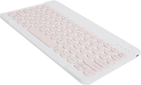 NPO SSA MID8017TB 8" Uyumlu Kablosuz Bluetooth Şarj Edilebilir Yuvarlak Tuşlu Klavye - Pembe