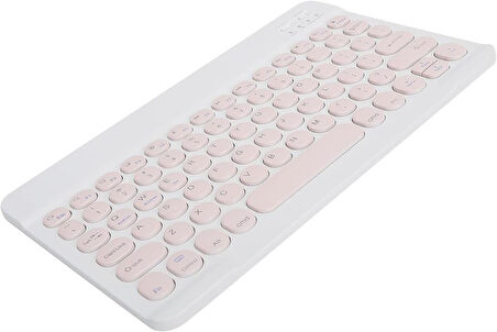 NPO SSA MID8017TB 8" Uyumlu Kablosuz Bluetooth Şarj Edilebilir Yuvarlak Tuşlu Klavye - Pembe
