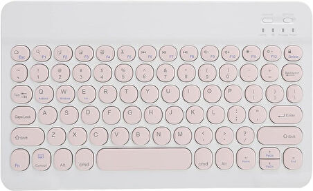 Sprange Vasoun P-200 12" Uyumlu Kablosuz Bluetooth Şarj Edilebilir Yuvarlak Tuşlu Klavye - Pembe
