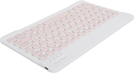 Sprange Vasoun P-200 12" Uyumlu Kablosuz Bluetooth Şarj Edilebilir Yuvarlak Tuşlu Klavye - Pembe