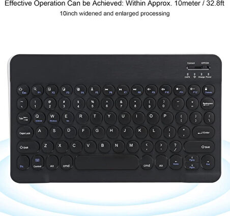 Lenovo Tab M10 Plus ZAAJ0353TR 10.61" Uyumlu Kablosuz Bluetooth Şarj Edilebilir Yuvarlak Tuşlu Klavye - Siyah