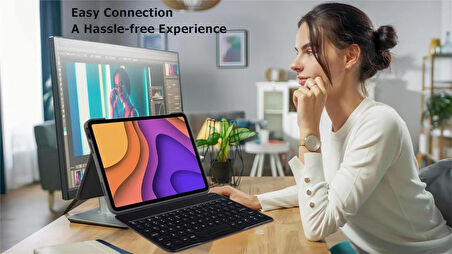 Doogee T10S 10.1" Uyumlu Kablosuz Bluetooth Şarj Edilebilir Yuvarlak Tuşlu Klavye Mouse Seti - Siyah