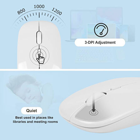 Honor Pad 9 12.1" Uyumlu Kablosuz Bluetooth Şarj Edilebilir Klavye Mouse Seti - Beyaz