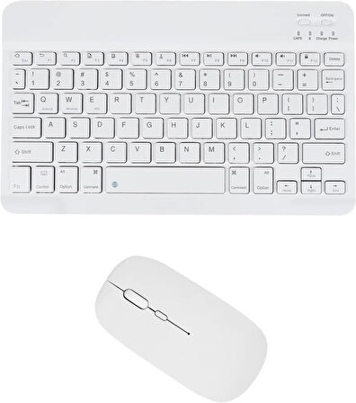 Hometech Alfa 10 YC 10" Uyumlu Kablosuz Bluetooth Şarj Edilebilir Klavye Mouse Seti - Beyaz
