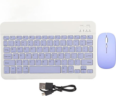 Everest Everpad Dc-1032 10.1" Uyumlu Kablosuz Bluetooth Şarj Edilebilir Klavye Mouse Seti - Mor