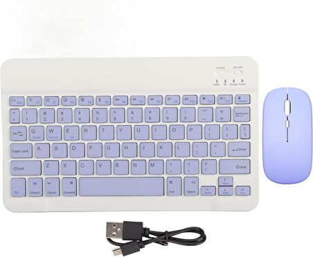 iXtech IX-1013 10.1" Uyumlu Kablosuz Bluetooth Şarj Edilebilir Klavye Mouse Seti - Mor