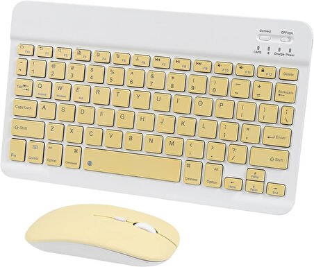 Reeder M10 Go 10.1" Uyumlu Kablosuz Bluetooth Şarj Edilebilir Klavye Mouse Seti - Sarı