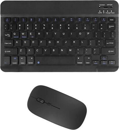 Samsung Galaxy Tab A SM-T587 10.1" Uyumlu Kablosuz Bluetooth Şarj Edilebilir Klavye Mouse Seti - Siyah