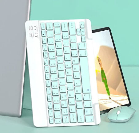 Reeder M8 Plus 8" Uyumlu Kablosuz Bluetooth Şarj Edilebilir Klavye Mouse Seti - Yeşil