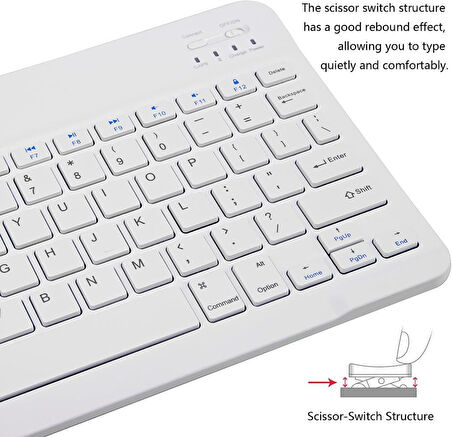 Sprange L7 Tablet 7" Uyumlu Kablosuz Bluetooth Şarj Edilebilir Klavye - Beyaz