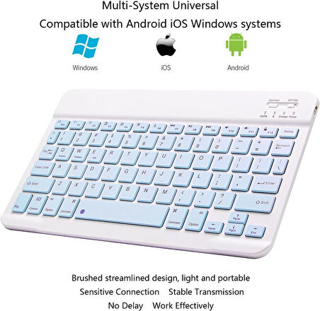 Techstorm Winpad P02 11.6" Uyumlu Kablosuz Bluetooth Şarj Edilebilir Klavye - Mavi