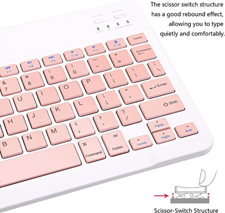 Philips M9 Plus 10.1" Uyumlu Kablosuz Bluetooth Şarj Edilebilir Klavye - Pembe