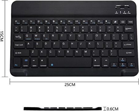 Alcatel 1T 10 2020 10.1" Uyumlu Kablosuz Bluetooth Şarj Edilebilir Klavye - Siyah