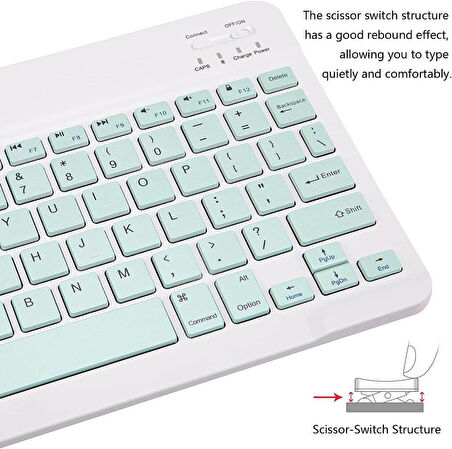 Sprange L7 Tablet 7" Uyumlu Kablosuz Bluetooth Şarj Edilebilir Klavye - Yeşil