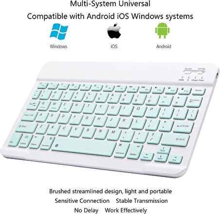 Huawei Matepad Pro 12.6" Uyumlu Kablosuz Bluetooth Şarj Edilebilir Klavye - Yeşil