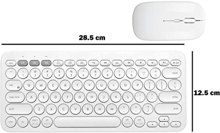 TCL Tab 10S 10.1" Uyumlu Kablosuz Bluetooth Pilli Klavye Mouse Seti - Beyaz