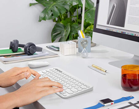 Piranha 8032 8" Uyumlu Kablosuz Bluetooth Pilli Klavye Mouse Seti - Beyaz