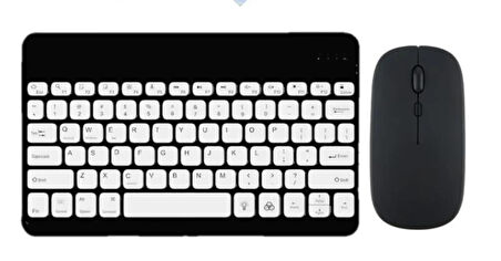 Apple iPad Mini 6 2021 6. Nesil 8.3" Uyumlu Kablosuz Bluetooth Şarjlı Türkçe Q Klavye Mouse Seti - Siyah