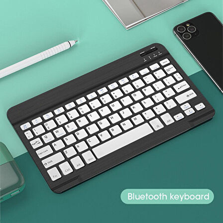 Apple iPad Mini 6 2021 6. Nesil 8.3" Uyumlu Kablosuz Bluetooth Şarjlı Türkçe Q Klavye Mouse Seti - Siyah