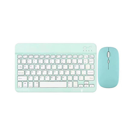 Vorcom S8 Classic 8" Uyumlu Kablosuz Bluetooth Şarjlı Türkçe Q Klavye Mouse Seti - Yeşil