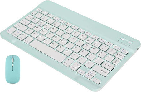 Vorcom S8 Classic 8" Uyumlu Kablosuz Bluetooth Şarjlı Türkçe Q Klavye Mouse Seti - Yeşil