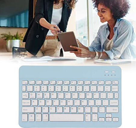 Huawei Matepad 10.4" Uyumlu Kablosuz Bluetooth Şarj Edilebilir Türkçe Q Klavye - Mavi