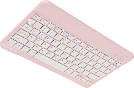 Huawei Mediapad T5 10.1" Uyumlu Kablosuz Bluetooth Şarj Edlebilir Türkçe Q Klavye - Pembe