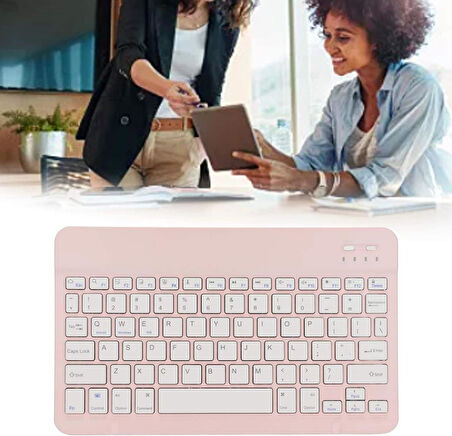 Huawei Mediapad T5 10.1" Uyumlu Kablosuz Bluetooth Şarj Edlebilir Türkçe Q Klavye - Pembe