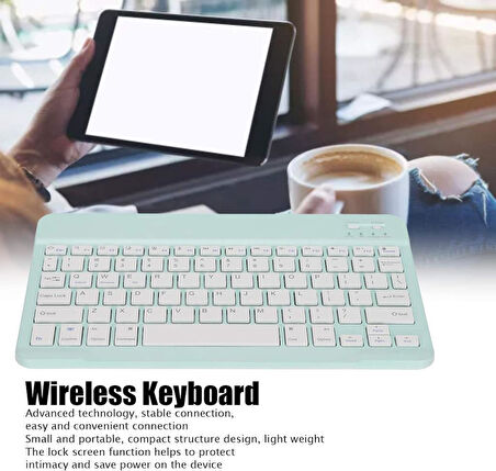 Nextbook 10.1" Uyumlu Kablosuz Bluetooth Şarj Edlebilir Türkçe Q Klavye - Yeşil