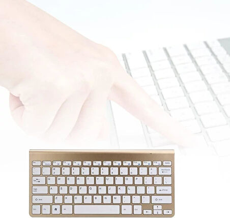 Vorcom S8 Classic 8" Uyumlu Kablosuz Wireless Pilli Türkçe Q Klavye - Altın