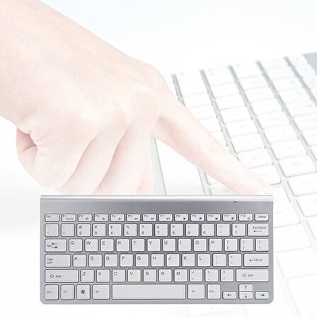 Apple iPad 7. Nesil 10.2" Uyumlu Kablosuz Wireless Pilli Türkçe Q Klavye - Gümüş