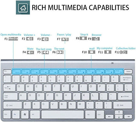 NPO SSA MID8017TB 8" Uyumlu Kablosuz Wireless Pilli Türkçe Q Klavye - Gümüş