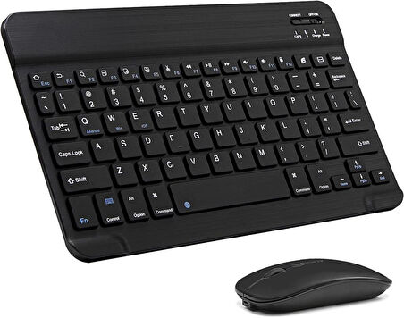 Apple iPad Pro 4. Nesil 12.9" Uyumlu Kablosuz Bluetooth Şarjlı Klavye ve Şarjlı Mouse Seti - Siyah