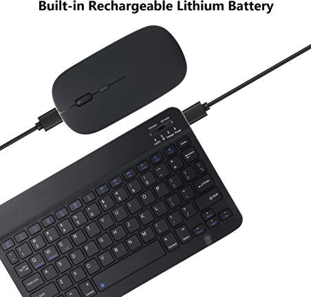 Poco Pad Tablet 12.1" Uyumlu Kablosuz Bluetooth Şarjlı Klavye ve Şarjlı Mouse Seti - Siyah