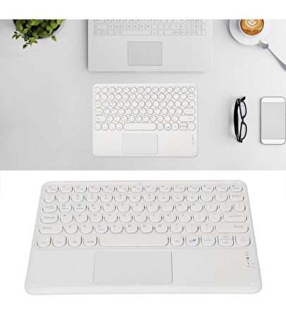 Apple iPad Pro 10. Nesil 10.9" Uyumlu Kablosuz Bluetooth Şarjlı TouchPad'li Türkçe Q Klavye - Beyaz
