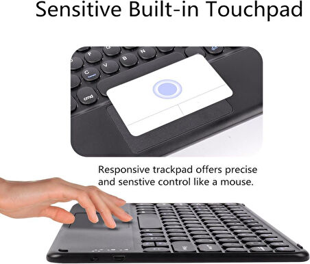 iXtech IX 701 7" Uyumlu Kablosuz Bluetooth Şarjlı TouchPad'li Türkçe Q Klavye - Siyah