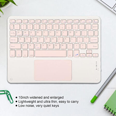 Lenovo Tab M10 Plus ZA5T0312TR 10.3" Uyumlu Kablosuz Bluetooth Dahili Bataryalı Şarjlı TouchPad'li Türkçe Q Klavye - Pembe