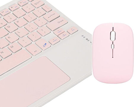 Sprange L7 Tablet 7" Uyumlu Kablosuz Bluetooth Dahili Bataryalı Şarjlı TouchPad'li Klavye Mouse Seti - Pembe