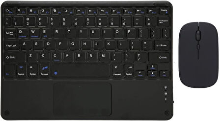 Apple iPad 6. Nesil 9.7" Uyumlu Kablosuz Bluetooth Şarjlı TouchPad'li Klavye Mouse Seti - Siyah