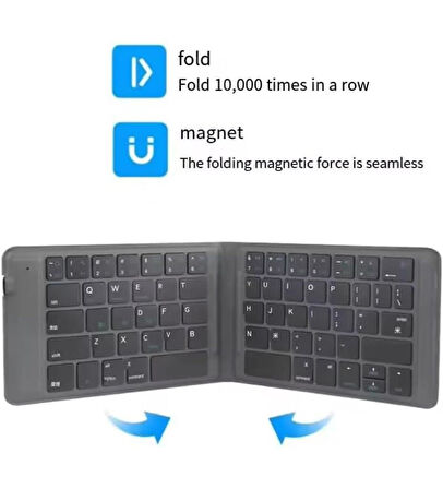 Microsoft Surface Pro 9 13" Uyumlu Kablosuz Bluetooth Şarjlı Katlanır Klavye