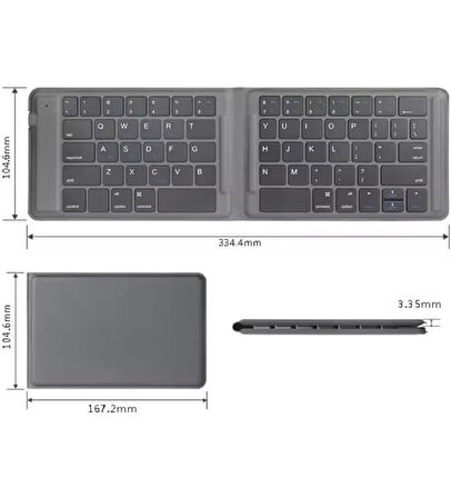 Vestel V Tab Z1 A 10.1" Uyumlu Kablosuz Bluetooth Şarjlı Katlanır Klavye