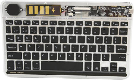 Technopc Ultrapad UP10.S36LA 10.1" Uyumlu Kablosuz Bluetooth Şarjlı Transparan Rgp 7 Renk Işıklı Klavye - Gri