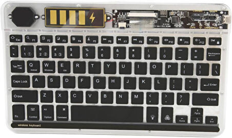 Osmart A100 10.1" Uyumlu Kablosuz Bluetooth Şarjlı Transparan Rgp 7 Renk Işıklı Klavye - Gri