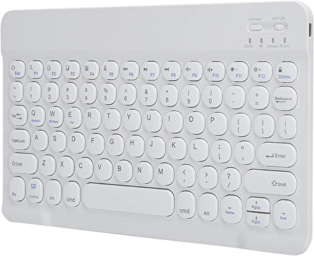 iXtech IX-1013 10.1" Uyumlu Kablosuz Bluetooth Şarj Edilebilir Yuvarlak Tuşlu Klavye - Beyaz