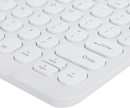 iXtech IX-1013 10.1" Uyumlu Kablosuz Bluetooth Şarj Edilebilir Yuvarlak Tuşlu Klavye - Beyaz