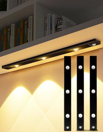 40cm Harekete Duyarlı led İnsan Vücudu Sensörlü Usb Sarj Taşınabilir Kablosuz Mutfak Elbise Dolabı Merdiven Led Cabinet Gece Lambası(3 ADET 40CM)