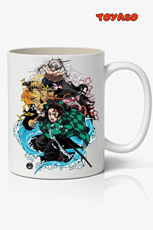 Demon Slayer İblis Keser Karakterler Anime Temalı Beyaz Kupa Bardak Sevgiliye Arkadaşa Hediye