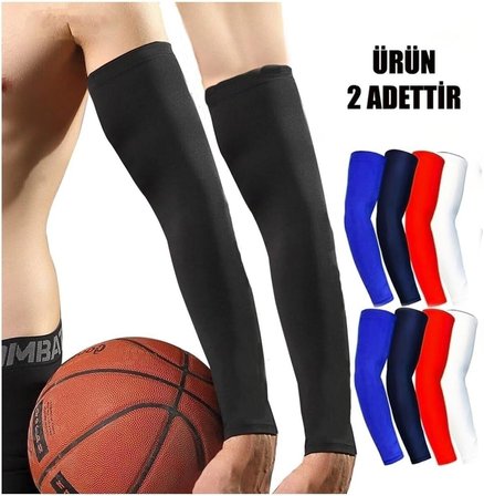 Basketbol Kolluğu, Likralı Sporcu Kolluğu, 2 Adet, Siyah, L Beden