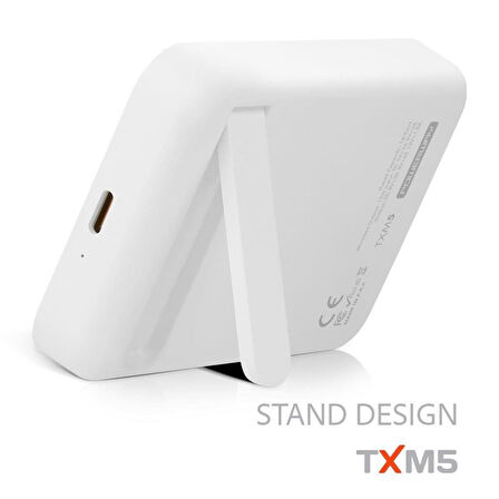 Powerway 5.000Mah PD15W Magsafe Kablosuz Wireless Taşınabilir Şarj Cihazı Beyaz Powerbank TXM5